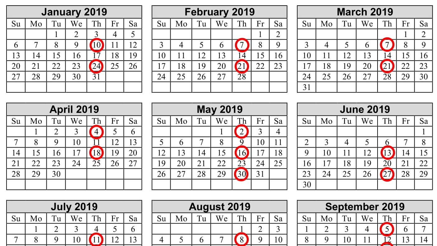 Kalender 2019